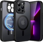 Magnetic Case voor iPhone 13 Pro Max 6,7 Inch Compatibel met MagSafe, Doorschijnende Matte Achterkant met Camera Lens Volledige Bescherming Slank Schokbestendig Hoesje (Zwart)