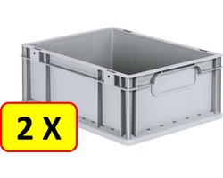 2 x Euronorm stapelbak transportkrat H17 - 40x30x17 cm - grijs