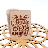 Carte de Noël en bois - Joyeux Noël, sale animal