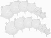 Livano Afsluitdeksel - Stretch Deksel - Siliconen - Rekbare Deksel - Vershouddeksel - Herbruikbaar - Set - 12 Stuks - Wit