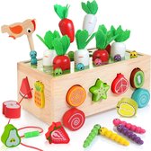 Worteloogst, houten Montessori speelgoed voor kinderen, motoriekspeelgoed vanaf 12 maanden, 7-in-1 houten puzzel, sorteer- en stapelspeelgoed, educatief speelgoed, kerstcadeau voor jongens en meisjes vanaf 2, 3, 4 jaar