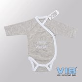 VIB® - Rompertje Luxe Katoen - Hello World (Grijs) - Babykleertjes - Baby cadeau