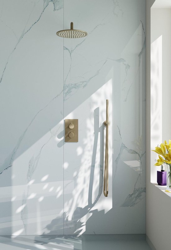 Design Sanitair Winkel | Gouden thermostaat regendouche