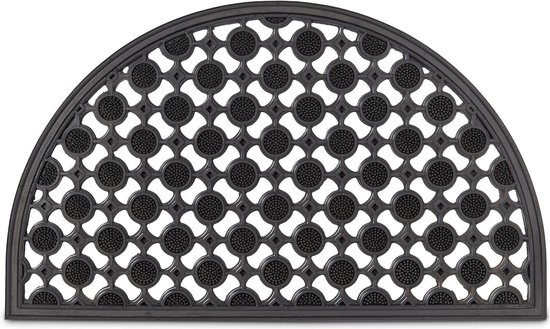 paillasson en caoutchouc, semi-circulaire, 75x45 cm, tapis d'entrée pour couloir, balcon, intérieur et extérieur, tapis de pied antidérapant, noir