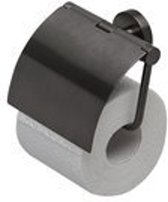 Porte-rouleau de papier toilette avec couvercle Geesa Nemox en Métal noir brossé