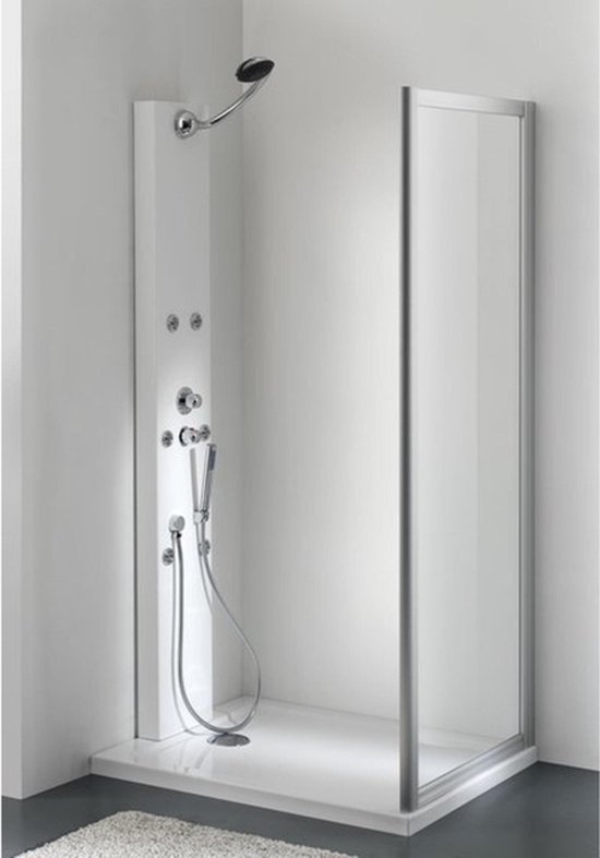 Plieger Class badwand - 86x90x185cm - 6mm - wit - helder glas