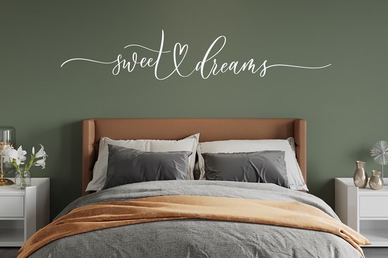 Muursticker - Sweet dreams - 100 x 14 cm - 1 stuks - Wit - Muurstickers - Muurstickers slaapkamer - Stickers - Sticker - Stickers volwassenen