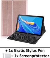 Smart Cover Bluetooth Keyboard Book Case Hoes Geschikt Voor Huawei Mediapad M6 10.8 Inch (2019) Flip Multi-Stand - Rosegoud