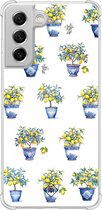 Casimoda® hoesje - Geschikt voor Samsung Galaxy S21 FE - Lemon Trees - Shockproof case - Extra sterk - Siliconen/TPU - Wit, Transparant