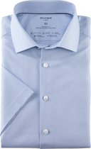 OLYMP Luxor 24/7 modern fit overhemd - korte mouw - Dynamic Flex - bleu - Strijkvriendelijk - Boordmaat: 39