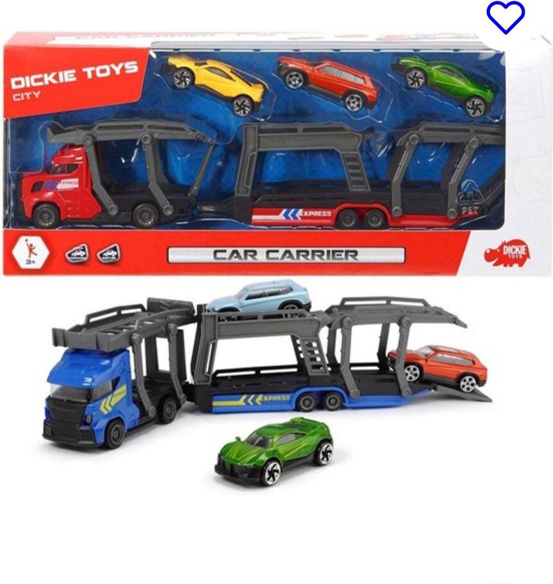 Dickie Toys Autotranssporter + 3 Auto's Assorti