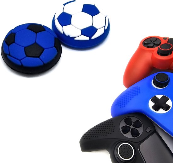 Foto: Gadgetpoint gaming thumb grips performance thumbsticks accessoires geschikt voor playstation ps4 ps5 xbox 360 one series x s nintendo switch pro controller s thumbgrips voetbal blauw wit