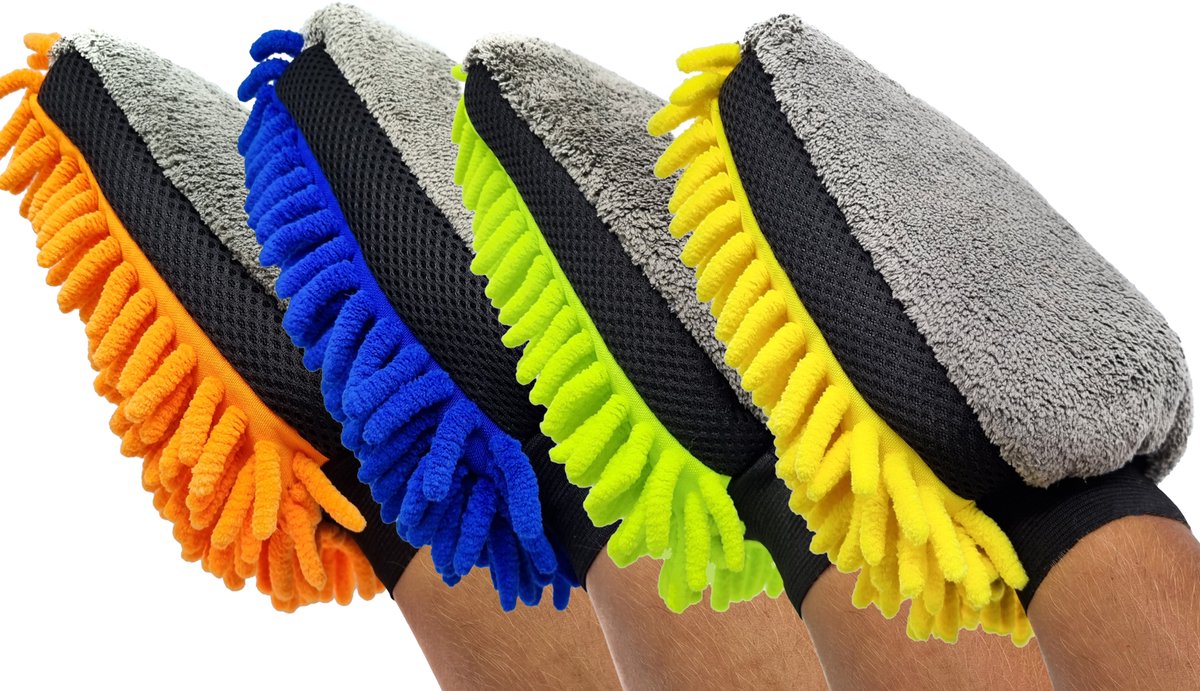 Gadgetpoint - Auto Schoonmaak Spons - Autospons - Washandschoen - Schoonmaakspons Handschoen - 3 stuks - 3x Willekeurige kleur