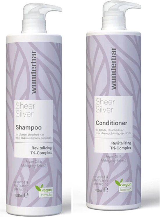 Wunderbar Vegan Colour Protect Sheer Silver Duo Shampoo & Conditioner 1L | Extra voordelig