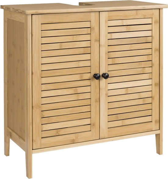 WAOHO Bamboe badkamerkast, dressoir woonkamer, badkamerplank (99,5 cm x 33 cm x 87 cm