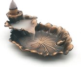 Brûleur d'encens à reflux en bronze - Étang de Lotus - Cascade - Brûleur d'encens