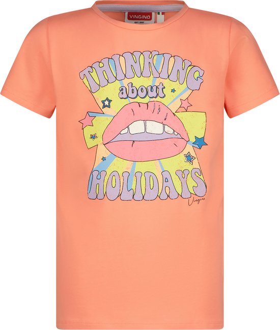 Vingino T-shirt Harloua Meisjes T-shirt - Peach Coral - Maat 140