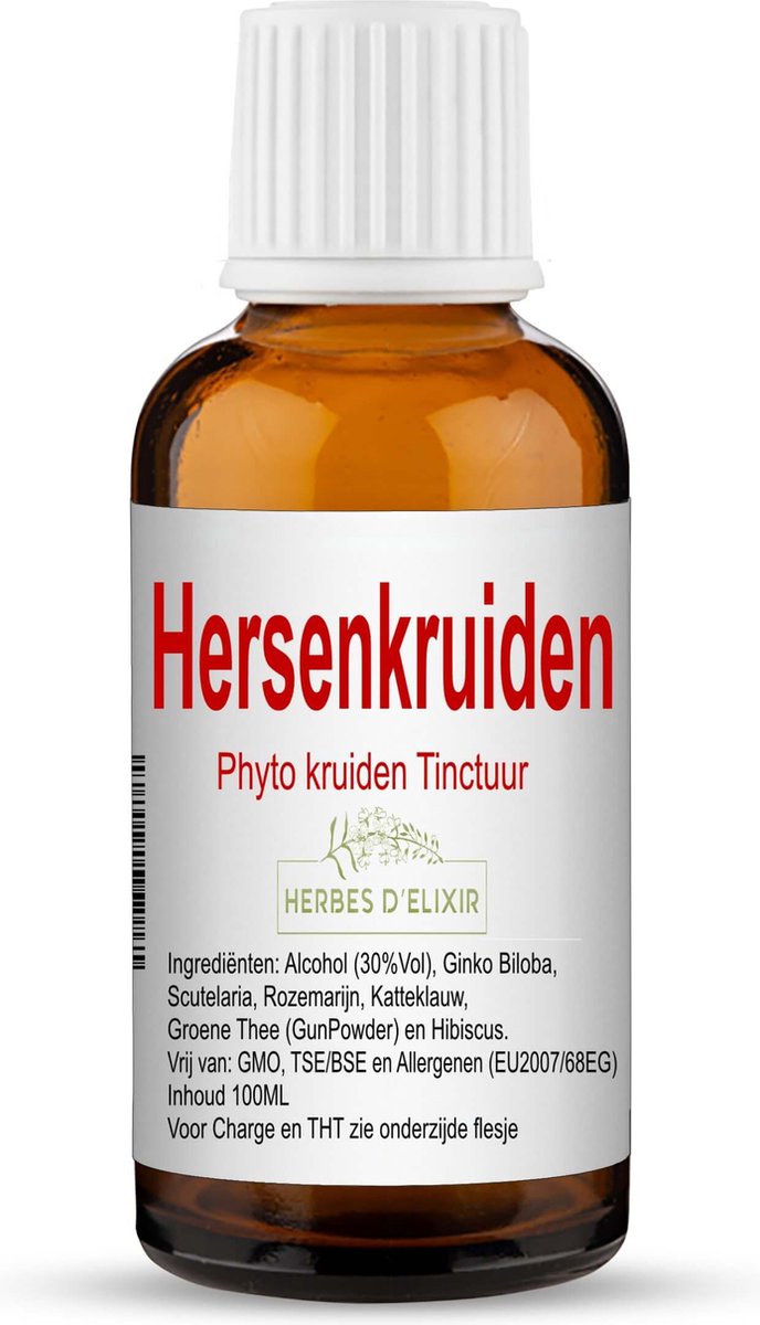 Herbes D'elixir Hersen Tinctuur - 100 ml - 100% Natuurlijk - Ondersteunt Geheugen en Concentratie