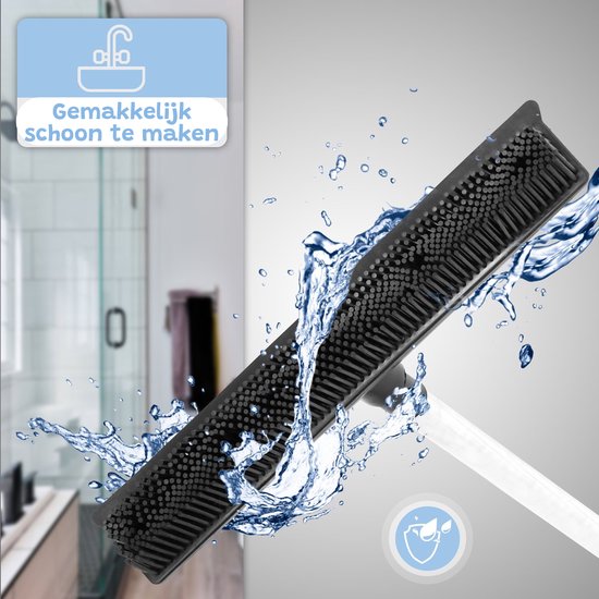2 in 1 Rubberen bezem - Extra lang 160cm - Bezem binnen & buiten - Vloerwisser met steel - Vloertrekker - Veger — afbeelding 3
