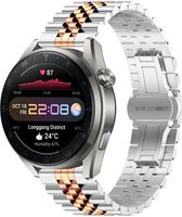 By Qubix 20mm - Stalen band - Zilver - rosé goud - Geschikt voor Huawei watch GT 2 (42mm) - Huawei watch GT 3 (42mm) - Huawei watch GT 3 Pro (43mm)