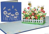 Popcards popupkaarten – Bloemenperk met bijtjes Verjaardagskaart Margriet Klaproos Bijen Bloemen Vriendschap Liefde Koppel Felicitatie pop-up kaart 3D wenskaart