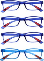 Amazotti Milano Leesbrillen Sterkte +1.50 - Set van 3+1 Extra - Blauw - Leesbril voor Heren en Dames