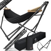Bol.com KESSER® Hangmat Vill 120kg Draagvermogen voor Binnen & Buiten met Frame Metaal Opvouwbaar - Antraciet aanbieding