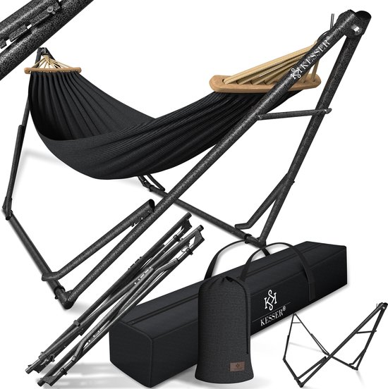 KESSER® Hangmat Vill 120kg Draagvermogen voor Binnen & Buiten met Frame Metaal Opvouwbaar - Antraciet