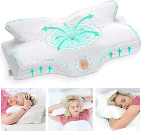 slaapkussen van traagschuim, ergonomisch neksteunkussen voor zij- en