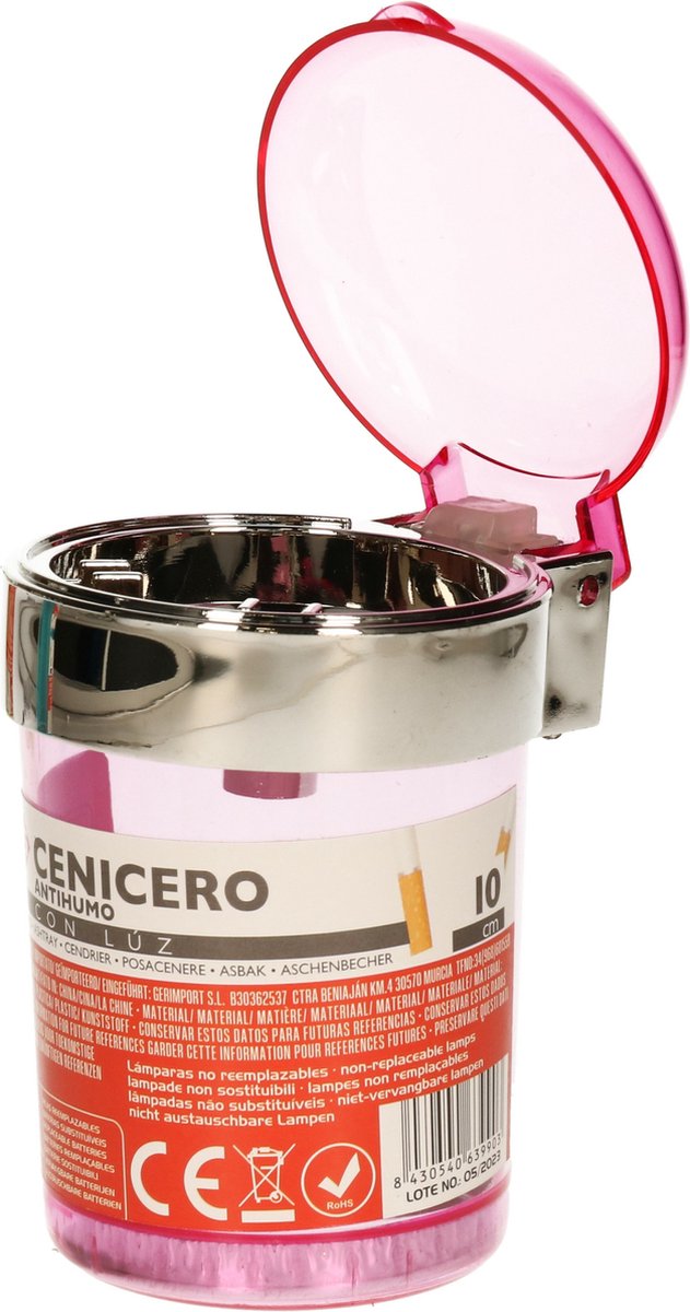 Goedkoopste Auto asbak met LED lamp verlichting en klepje - roze - 11 x 8 cm