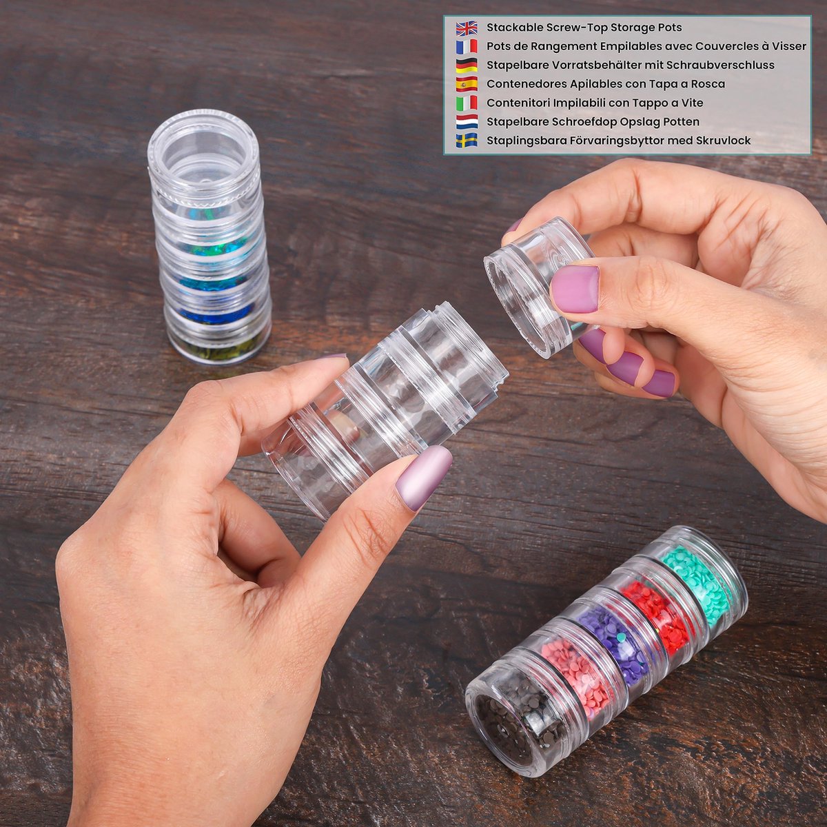 Kurtzy Boîte de rangement Perles en plastique transparent – 12 petits récipients à Kurtzy Boîte de rangement Perles en plastique transparent – 12 petits récipients à