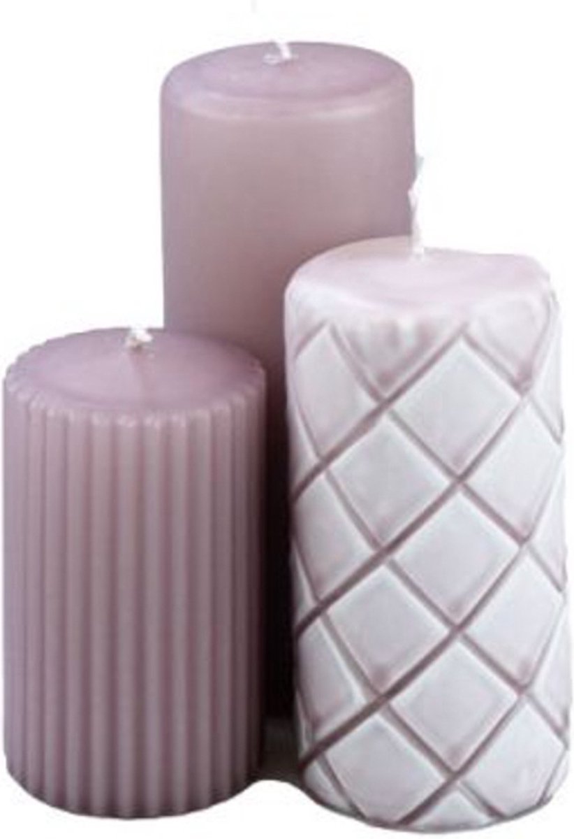 Branded by – Giftset – 3 Stompkaarsen – Oud Roze