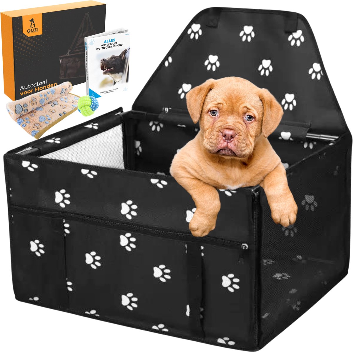 Luxe Autostoel Hond - Reisbench Opvouwbaar - Hondenmand Auto Achterbank - Waterdichte Hondenstoel - Zwart