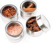 12 Pots d'herbes aromatiques magnétiques en acier inoxydable de Premium avec Couvercles transparents (100 ml) – faciles à ouvrir, robustes et pratiques