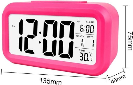 Go Go Gadget - Digitale Wekker - Alarmklok Met Temperatuurmeter - Snooze & Verlichtingsfunctie - Roze