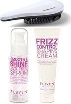 Eleven Australia - Smooth & Shine Serum + Frizz Control Shaping Cream + KG Ontwarborstel - Anti Frizz - Anti Pluis Set