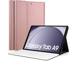 Hoes met Toetsenbord geschikt voor Samsung Tab A9 / Tab A11 - KeyGuard Book Case Cover Kunstleer Roségoud