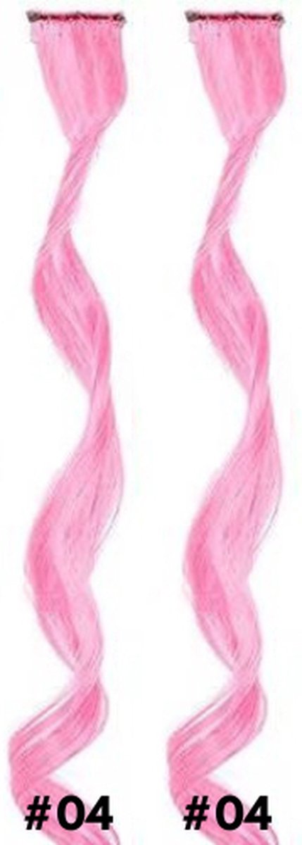 2 x Clip in Hairextension 45cm - Fel Roze / Neon Roze - #04 - nephaar - Hair extension | haar extensie- carnaval haar - gekleurde extensions - extensions met clip
