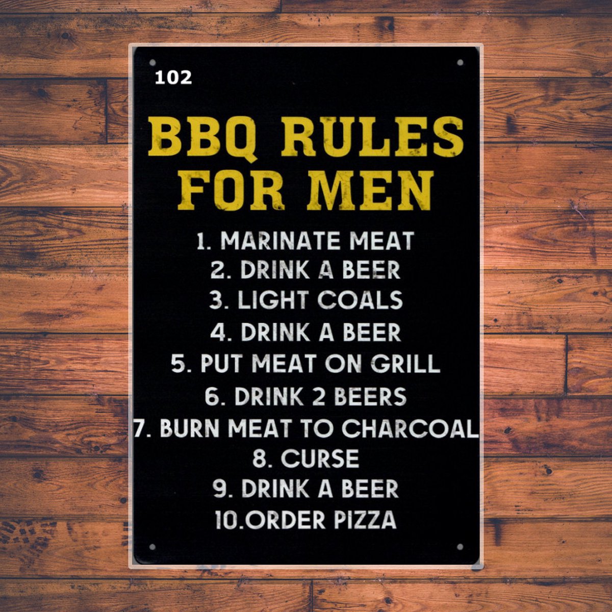 Wandbordje BBQ rules For Man