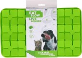 Eat Slow Live Longer Likmat Bloemenpatroon – 21 x 34 cm - Snuffelmat - Anti-schrok Mat - Slowfeeder - 100% Siliconen - Vaatwasserbestendig - Groen