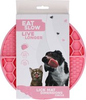 Eat Slow Live Longer Likmat Cirkel – Ø21 cm – Snuffelmat – Anti-schrok Mat – Slowfeeder – Afleiding – Honden en Katten - 100% Siliconen – Vaatwasserbestendig – Roze