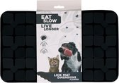 Eat Slow Live Longer Likmat Bloemenpatroon – 21 x 34 cm - Snuffelmat - Anti-schrok Mat - Slowfeeder - 100% Siliconen - Vaatwasserbestendig - Grijs
