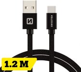 Swissten USB-C naar USB-A Kabel - 1.2M - Zwart