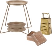 Amberblokjes/geurblokjes cadeauset - sandelhout - inclusief geurbrander en mini rasp