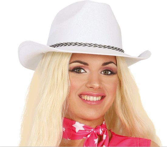 Chapeau Cowboy Fiestas Guirca Dallas Velours Wit Taille Unique