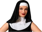 Atosa Carnaval verkleed Nonnen hoofddoek/kapje - zwart/wit - dames/meisjes - Kerk/religieus thema