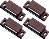 AMIG magneetsnapper/deurmagneet - 4 stuks - bruin - 4.3 x 1.45 x 1,2 cm - 3 kg