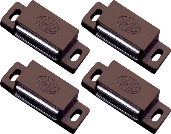 AMIG Loquet magnétique/aimant de porte - 4 pièces - marron - 4,3 x 1,45 x 1,2 cm - 3 kg