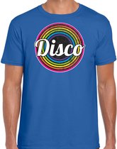 Bellatio Decorations Disco t-shirt heren - disco - blauw - jaren 80/80's - carnaval/foute party XL