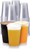 FUZON Lot de 50 gobelets en plastique transparent Heavy Duty d'une demi-pinte de 10 oz - Verres à pinte en plastique solides - Le gobelet à bière idéal pour les festivals, les barbecues et les matchs de football.